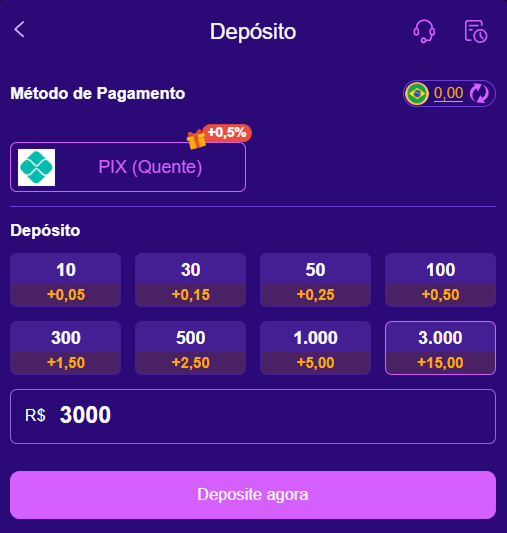Captura da página de depósito da 23bet mostrando as opções de pagamento disponíveis para adicionar saldo na conta